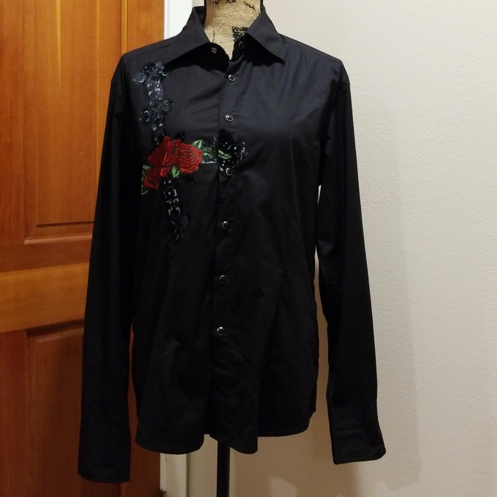 Toku dress button-down with floral pattern